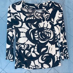 Chicos travelers 0 abstract 3/4 Sleeve tops mall